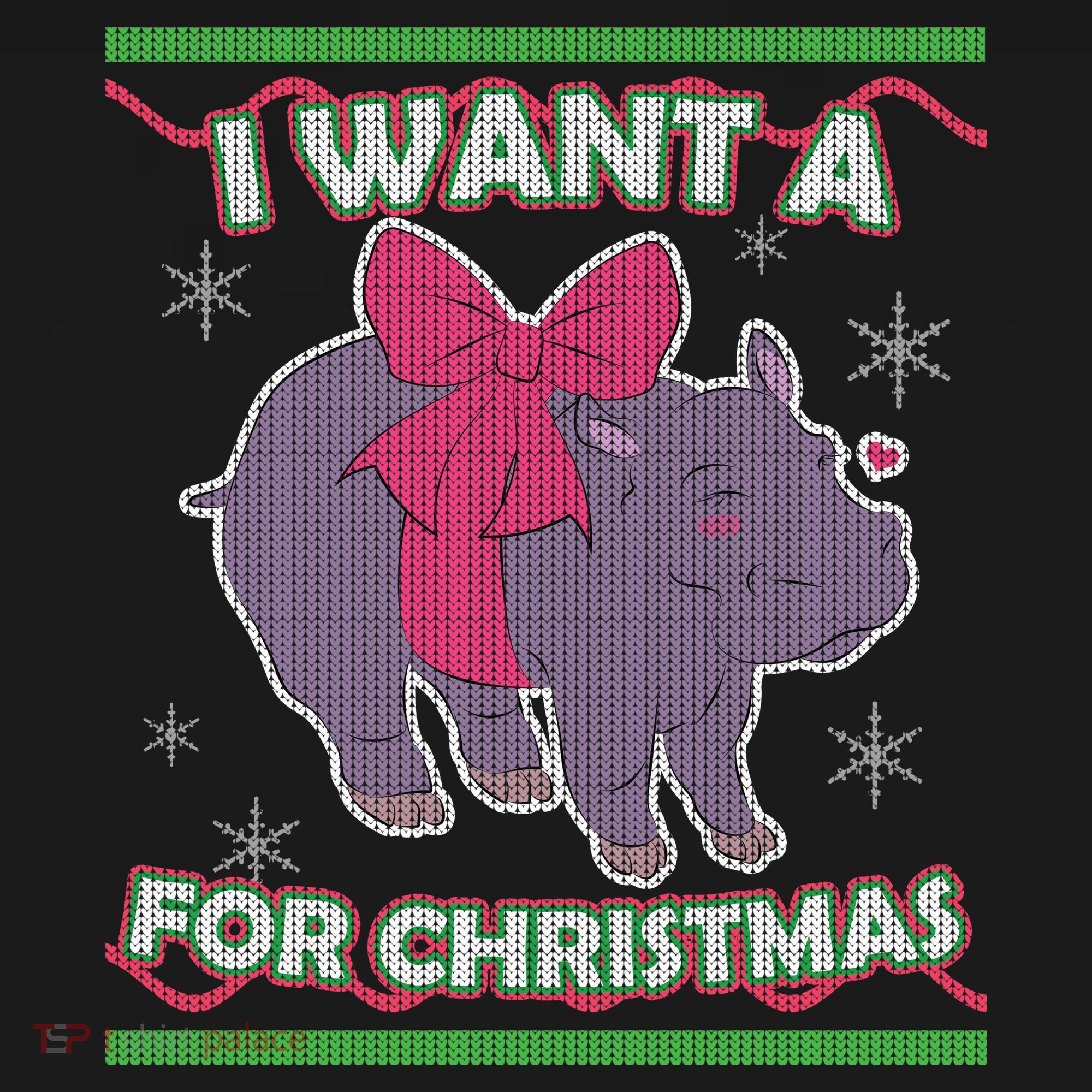 I Want A Hippopotamus Ugly Christmas Sweater Doggie Tank