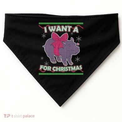 I Want A Hippopotamus Ugly Christmas Sweater USA-Made Doggie Bandana