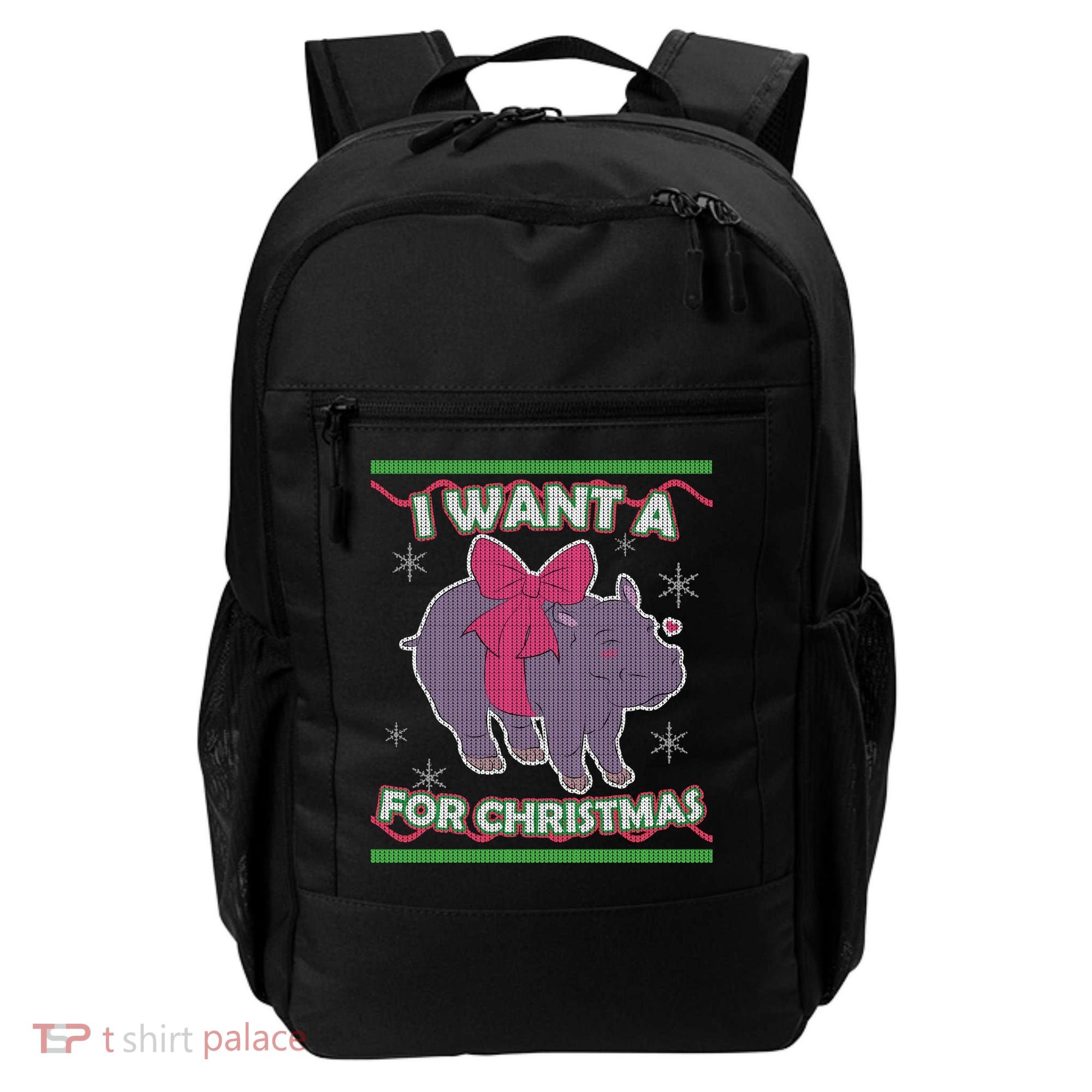 I Want A Hippopotamus Ugly Christmas Sweater Backpack
