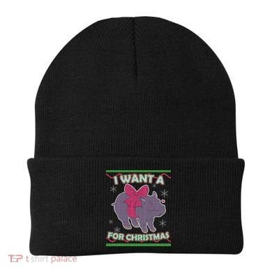 I Want A Hippopotamus Ugly Christmas Sweater Beanie