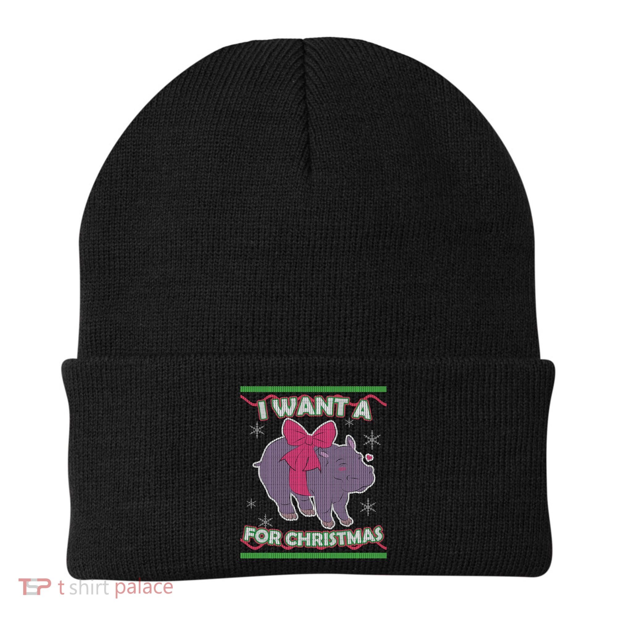 I Want A Hippopotamus Ugly Christmas Sweater Beanie