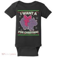 I Want A Hippopotamus Ugly Christmas Sweater Baby Bodysuit thumb 0