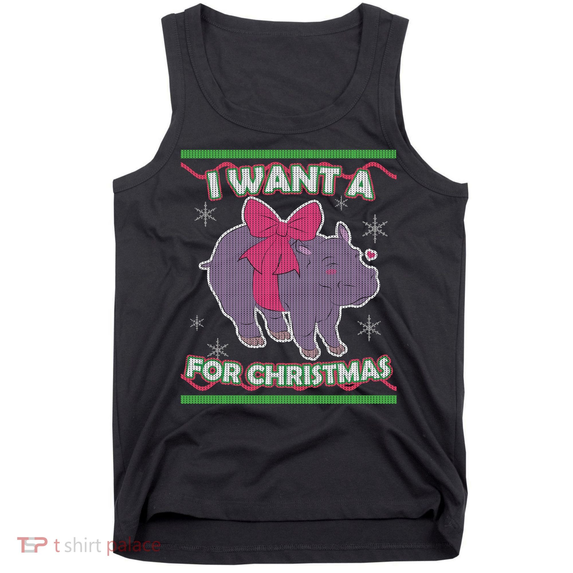 I Want A Hippopotamus Ugly Christmas Sweater Tank Top
