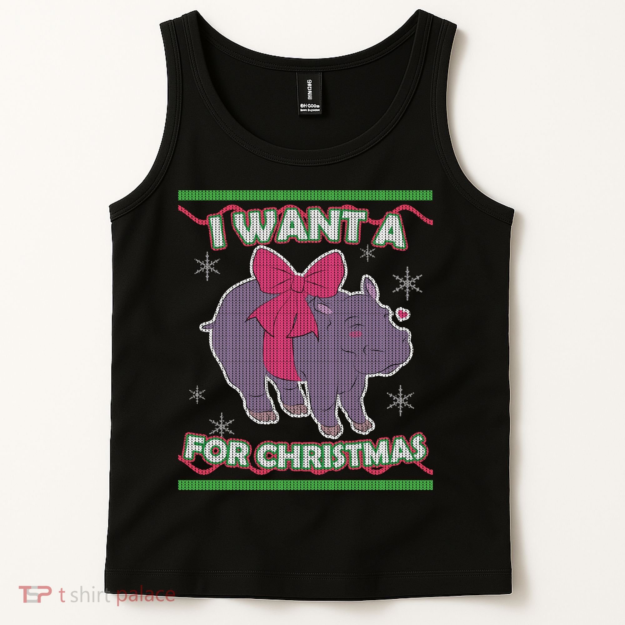 I Want A Hippopotamus Ugly Christmas Sweater Tank Top
