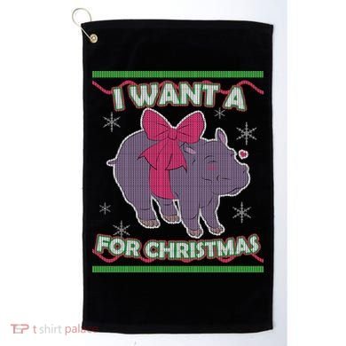 I Want A Hippopotamus Ugly Christmas Sweater Golf Towel