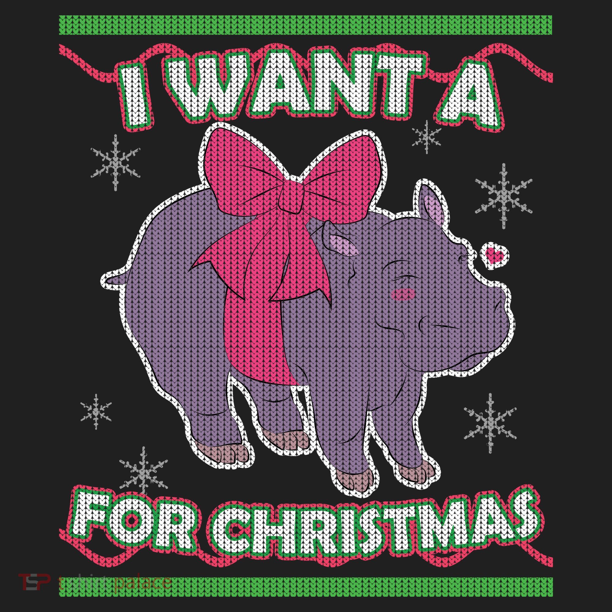 I Want A Hippopotamus Ugly Christmas Sweater Golf Towel