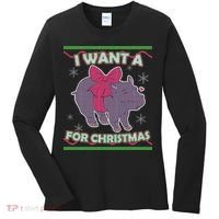 I Want A Hippopotamus Ugly Christmas Sweater Women's Long Sleeve Shirt thumb 0