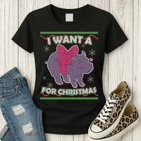 I Want A Hippopotamus Ugly Christmas Sweater Women's T-Shirt thumb 3