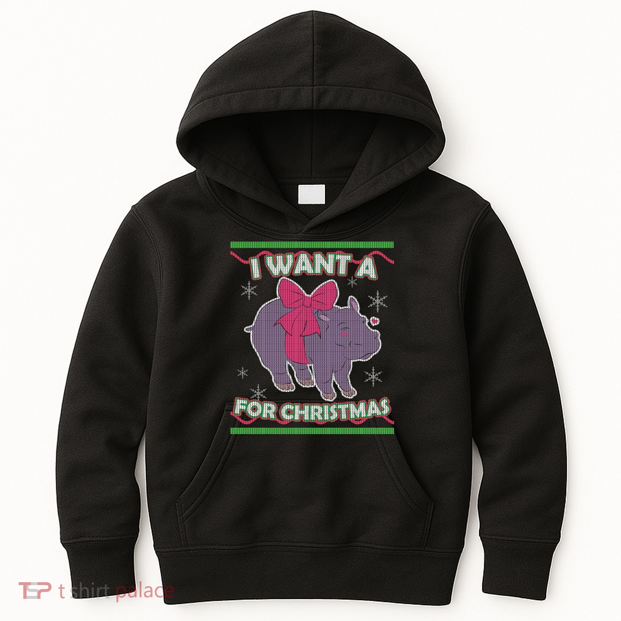 I Want A Hippopotamus Ugly Christmas Sweater Kids Hoodie
