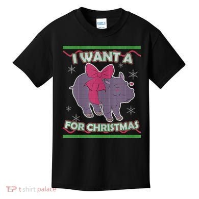 I Want A Hippopotamus Ugly Christmas Sweater Kids T-Shirt