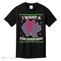 I Want A Hippopotamus Ugly Christmas Sweater Kids T-Shirt thumb 0