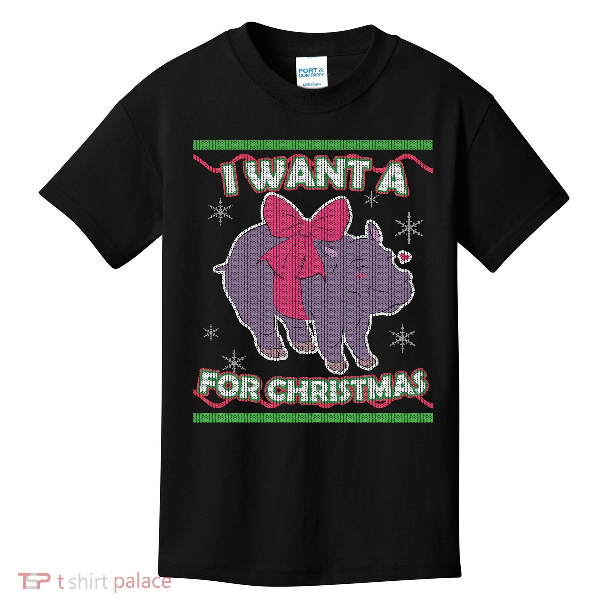 I Want A Hippopotamus Ugly Christmas Sweater Kids T-Shirt