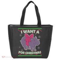I Want A Hippopotamus Ugly Christmas Sweater Tote Bag thumb 0
