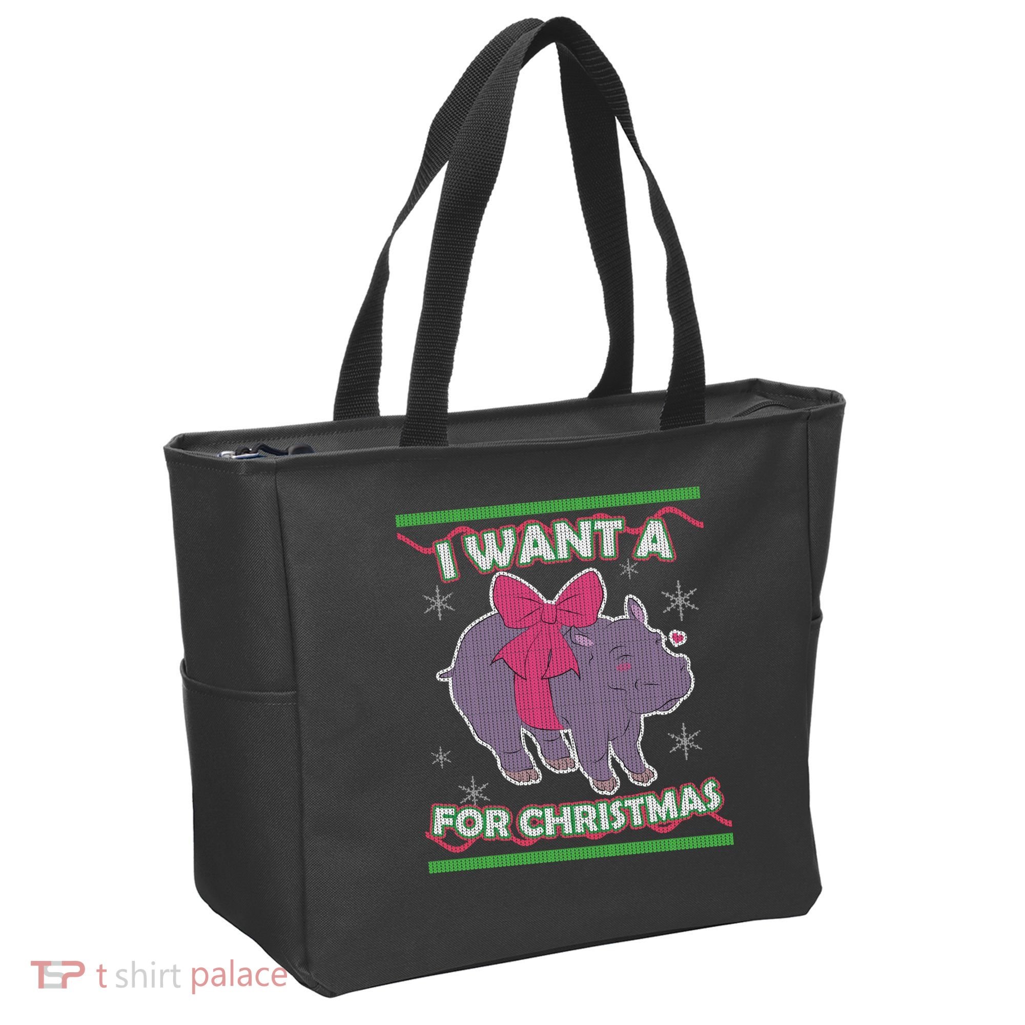 I Want A Hippopotamus Ugly Christmas Sweater Tote Bag