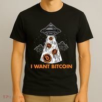 I Want Bitcoin BTC Crypto Currency UFO T-Shirt thumb 3