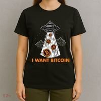I Want Bitcoin BTC Crypto Currency UFO T-Shirt thumb 4