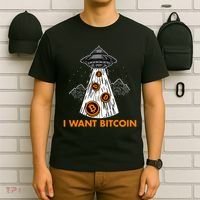 I Want Bitcoin BTC Crypto Currency UFO T-Shirt thumb 6