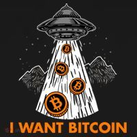 I Want Bitcoin BTC Crypto Currency UFO Button thumb 1