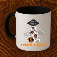 I Want Bitcoin BTC Crypto Currency UFO Coffee Mug thumb 2