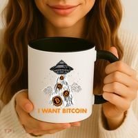 I Want Bitcoin BTC Crypto Currency UFO Coffee Mug thumb 3