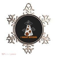 I Want Bitcoin BTC Crypto Currency UFO Ornament thumb 0