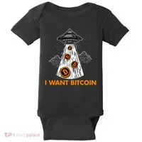 I Want Bitcoin BTC Crypto Currency UFO Baby Bodysuit thumb 0