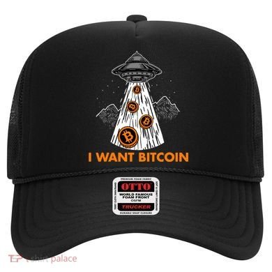 I Want Bitcoin BTC Crypto Currency UFO Hat