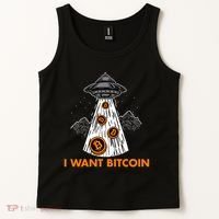 I Want Bitcoin BTC Crypto Currency UFO Tank Top thumb 2
