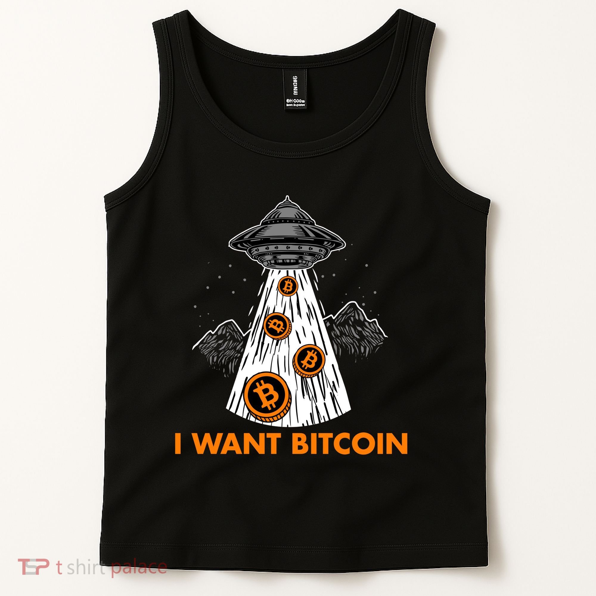 I Want Bitcoin BTC Crypto Currency UFO Tank Top
