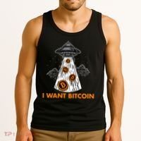 I Want Bitcoin BTC Crypto Currency UFO Tank Top thumb 3