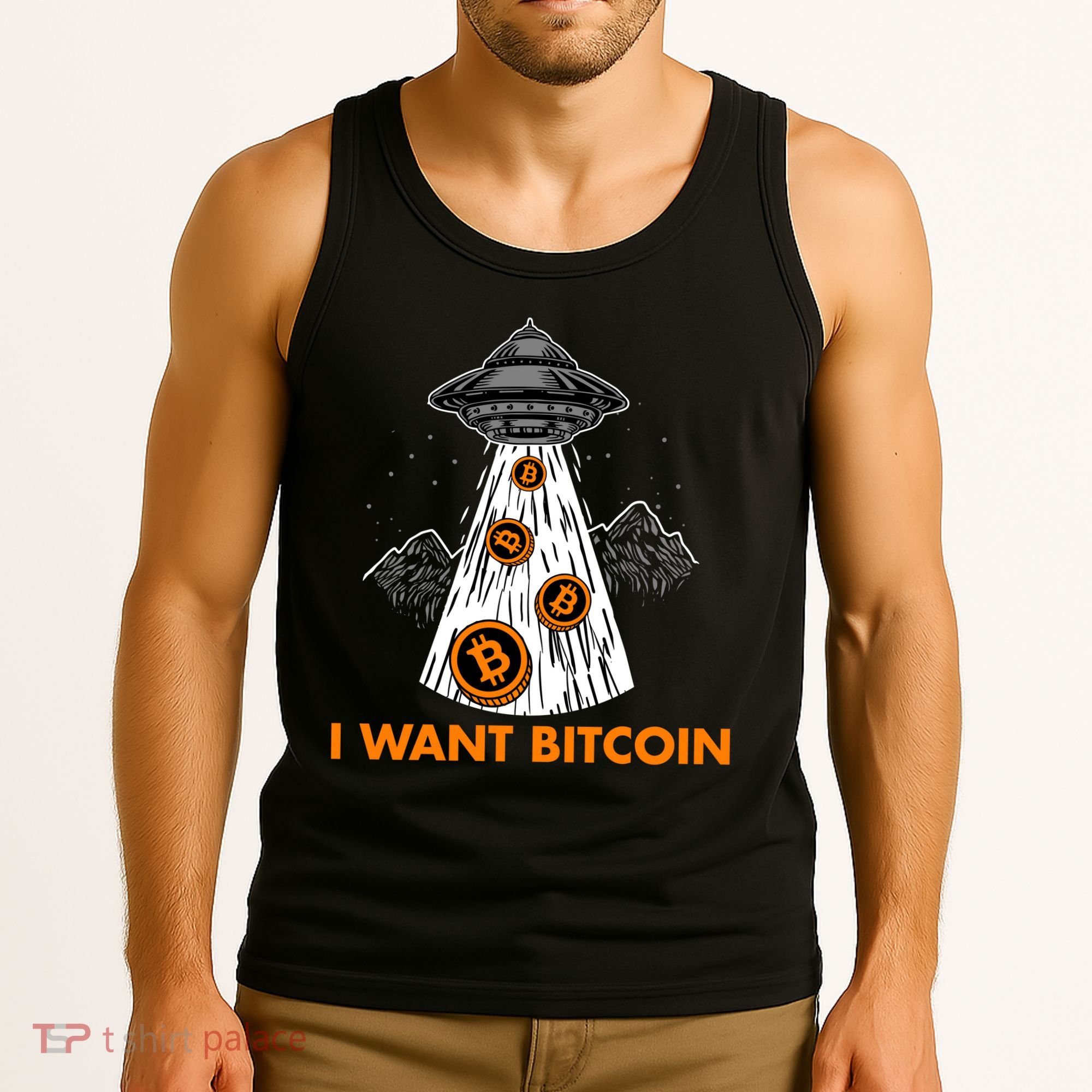 I Want Bitcoin BTC Crypto Currency UFO Tank Top