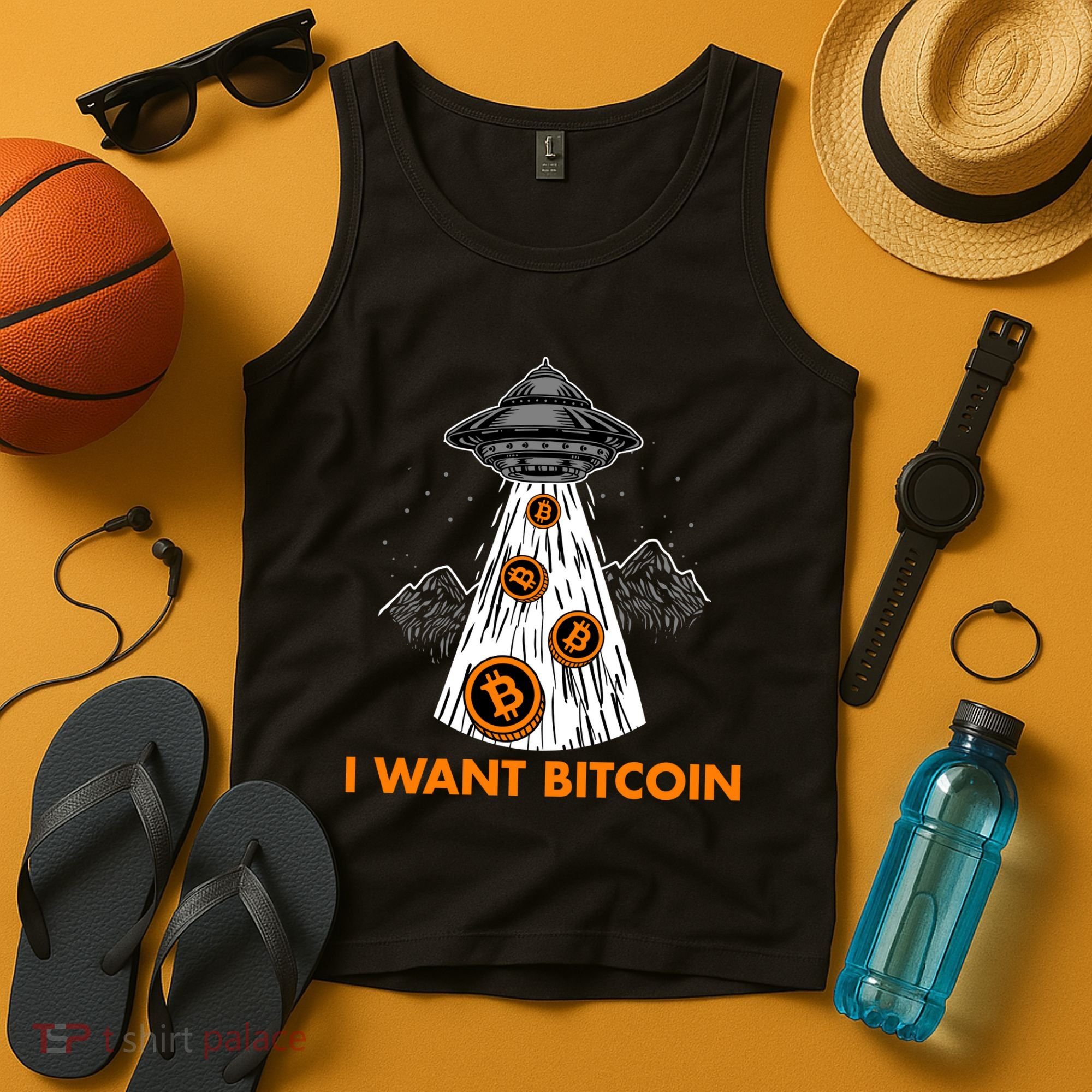 I Want Bitcoin BTC Crypto Currency UFO Tank Top
