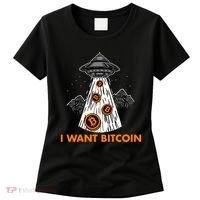I Want Bitcoin BTC Crypto Currency UFO Women's T-Shirt thumb 0