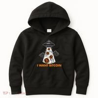 I Want Bitcoin BTC Crypto Currency UFO Kids Hoodie thumb 0