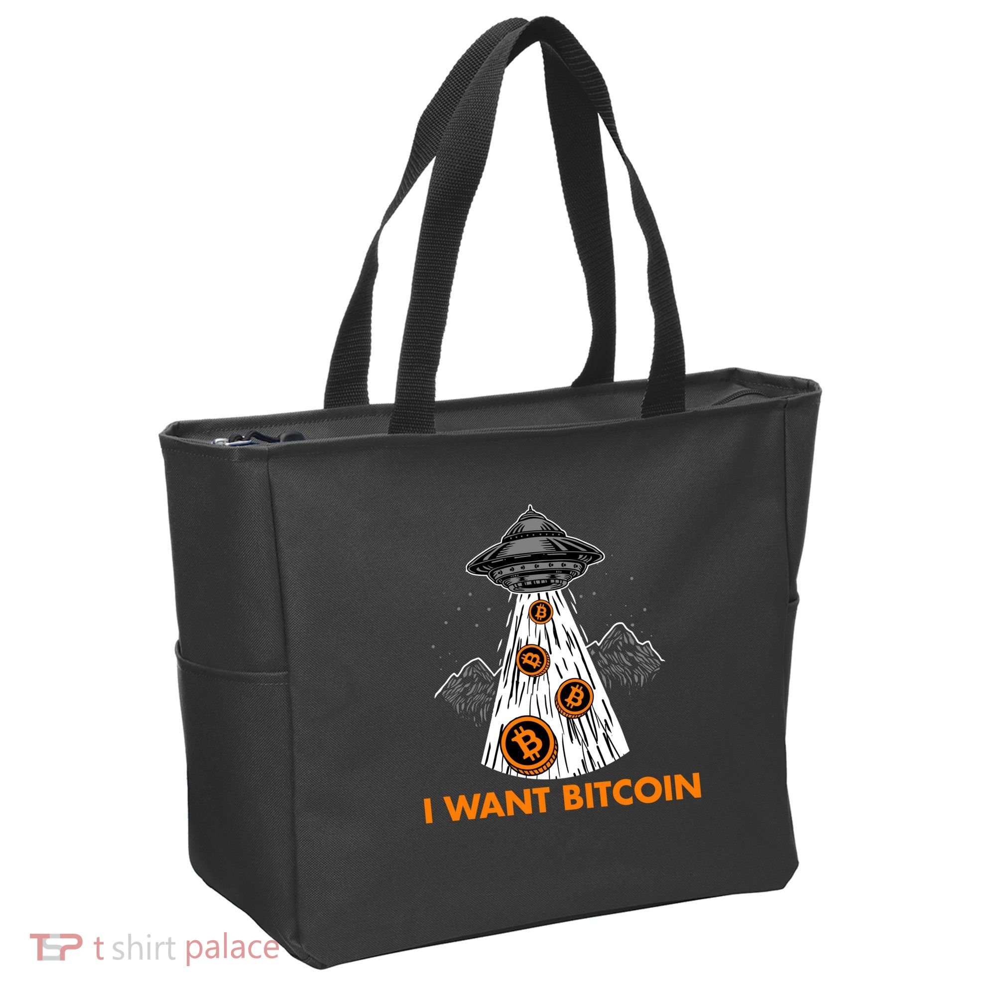 I Want Bitcoin BTC Crypto Currency UFO Tote Bag