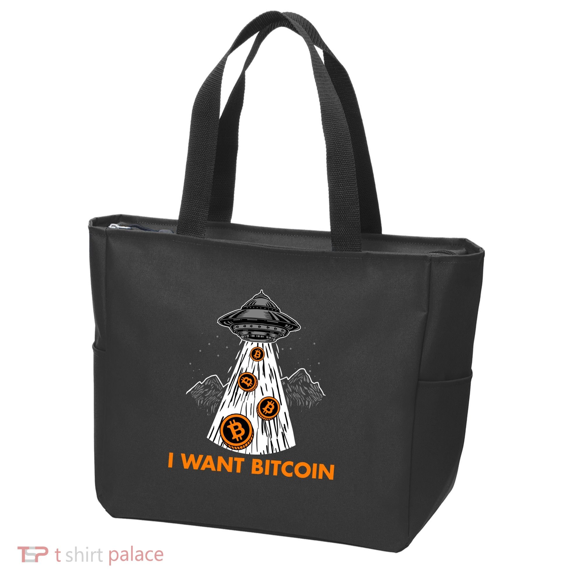 I Want Bitcoin BTC Crypto Currency UFO Tote Bag