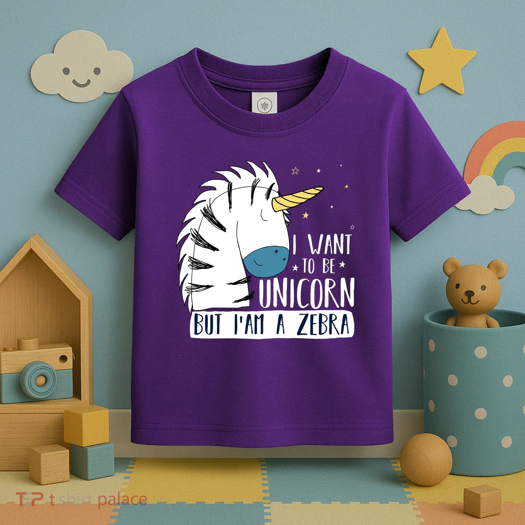 I Want To Be A Unicorn But I'm A Zebra Funny Toddler T-Shirt