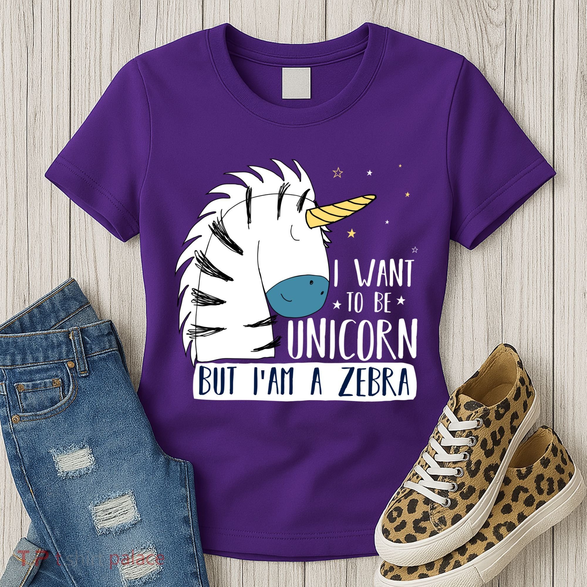 I Want To Be A Unicorn But I'm A Zebra Funny Women's T-Shirt