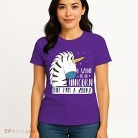 I Want To Be A Unicorn But I'm A Zebra Funny Women's T-Shirt thumb 4