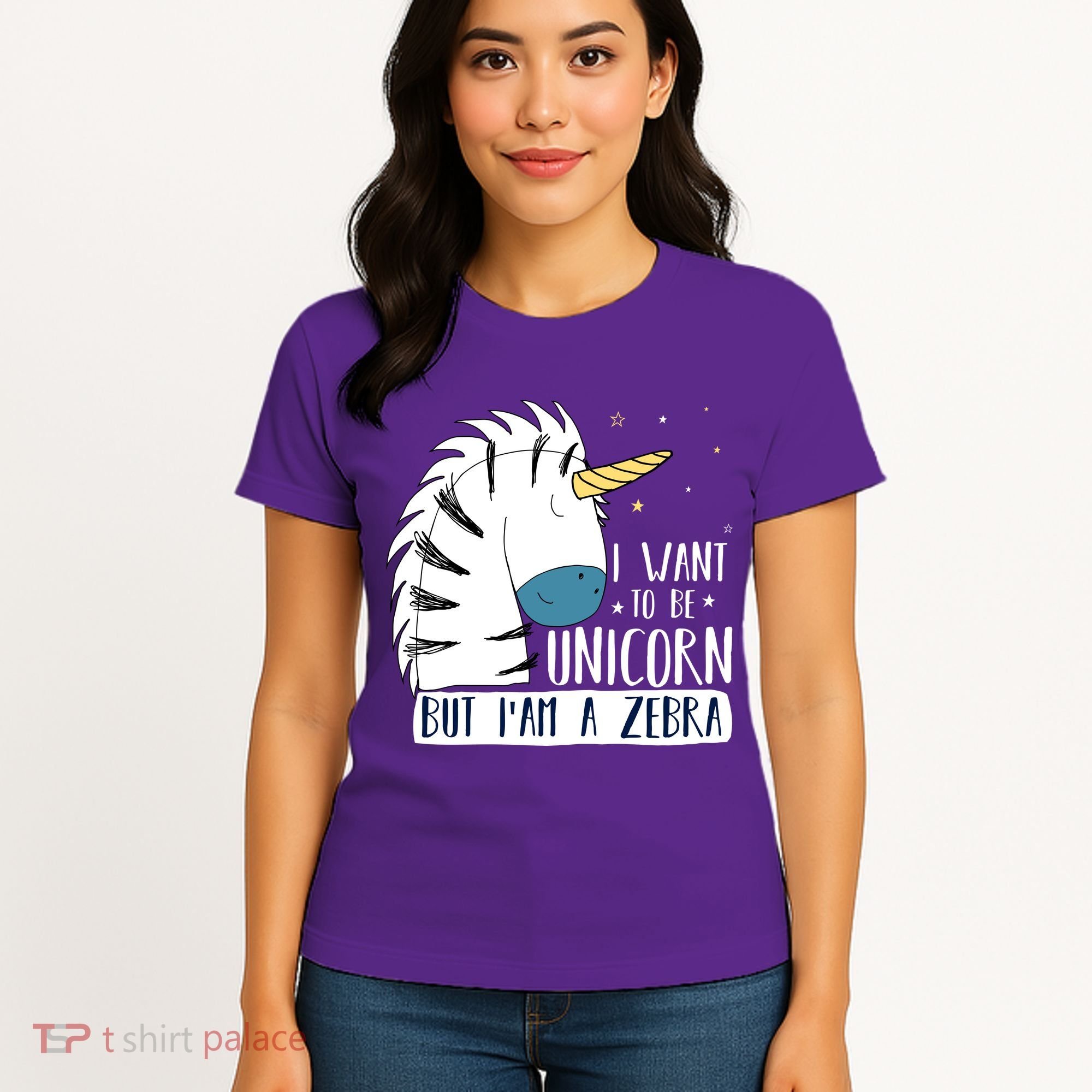 I Want To Be A Unicorn But I'm A Zebra Funny Women's T-Shirt