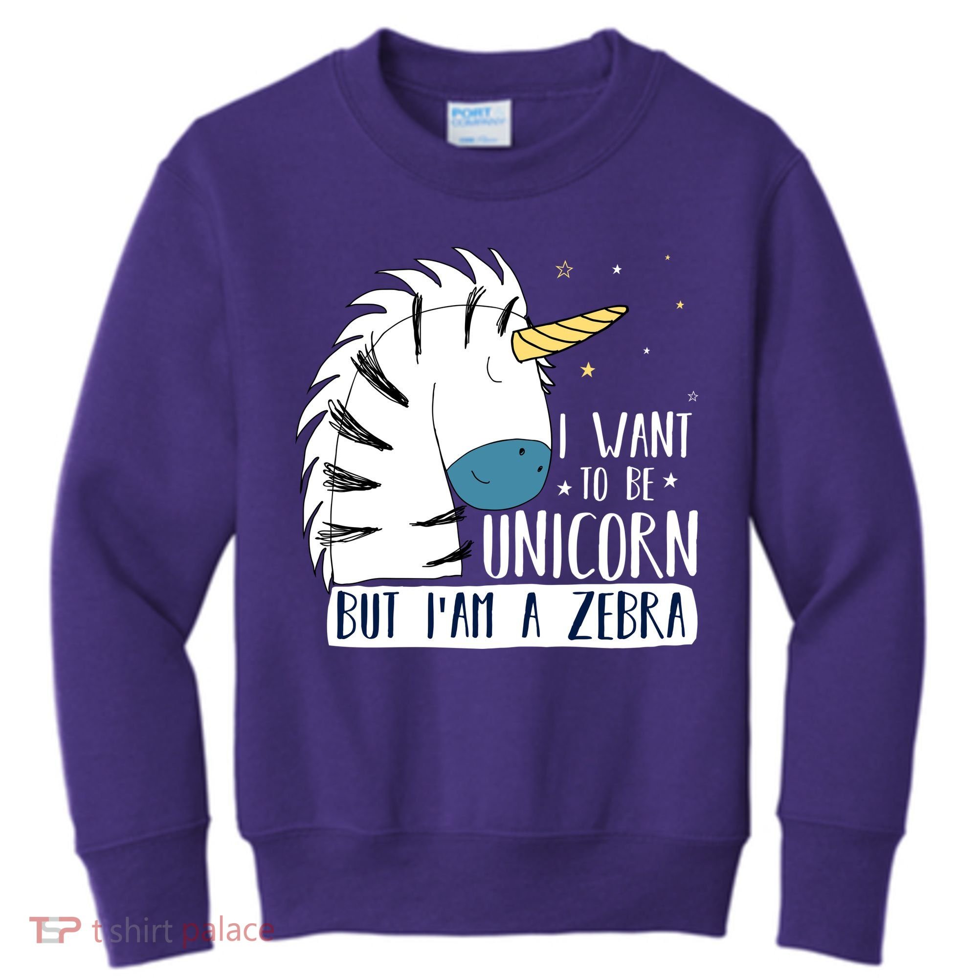 I Want To Be A Unicorn But I'm A Zebra Funny Kids Sweatshirt