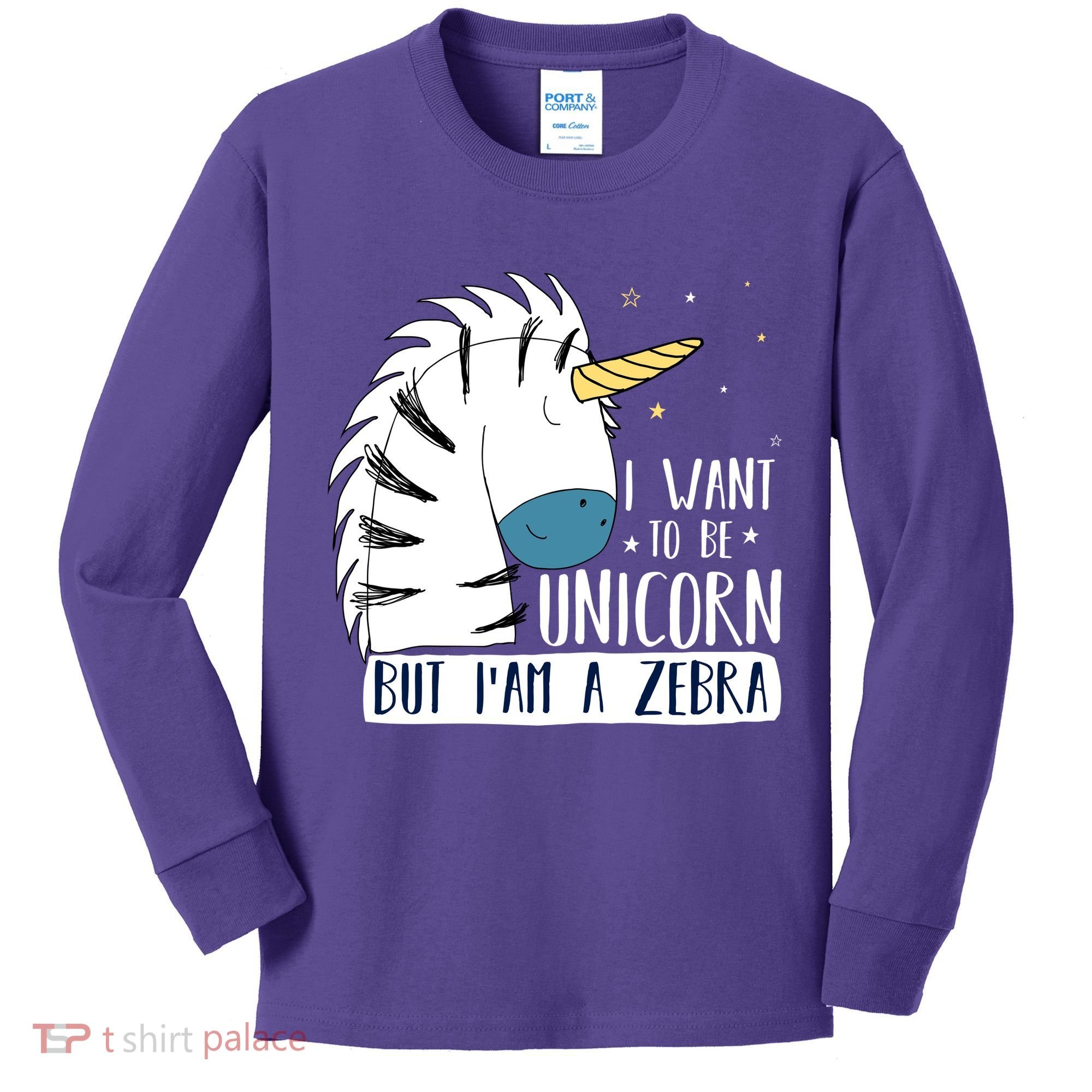 I Want To Be A Unicorn But I'm A Zebra Funny Kids Long Sleeve Shirt