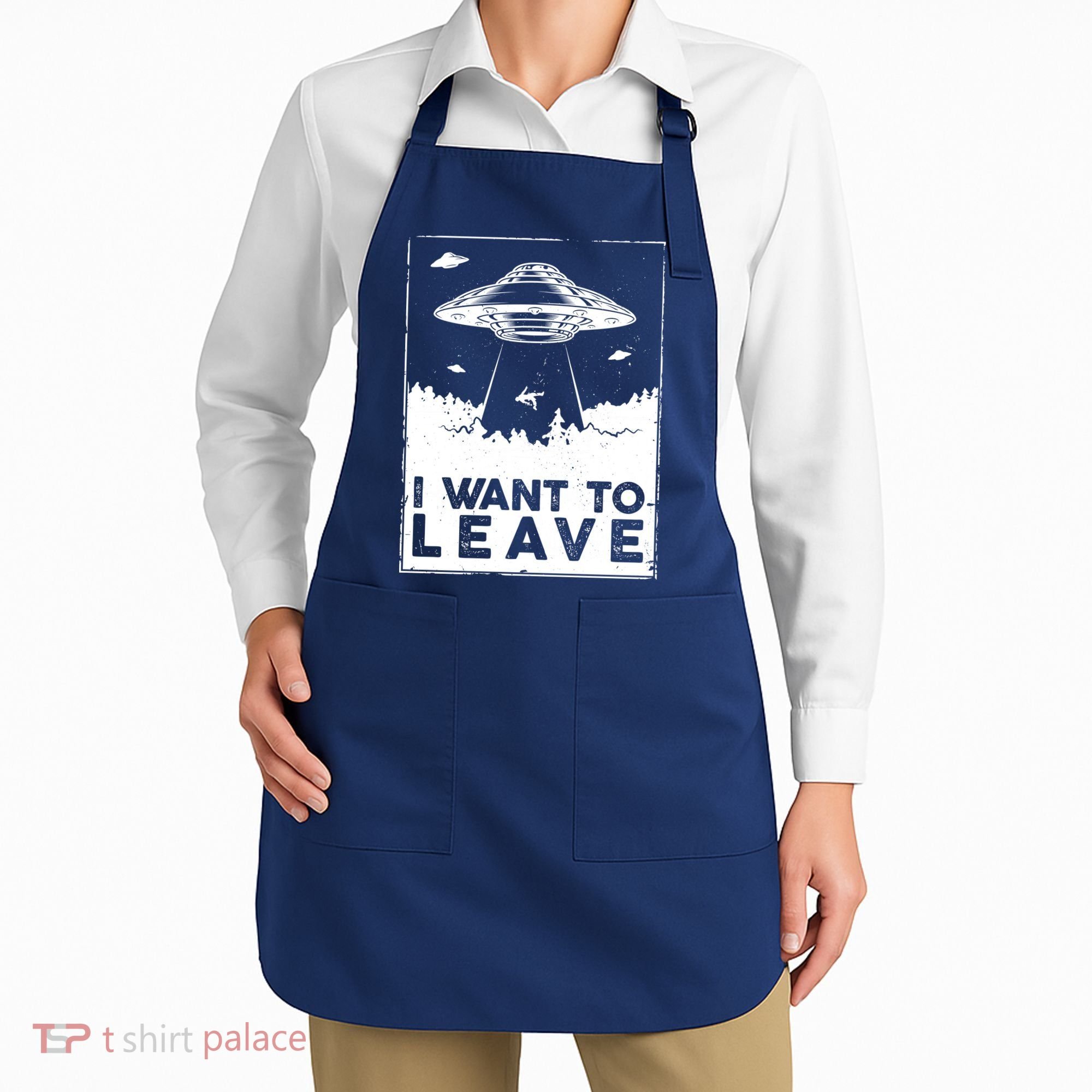 I Want To Leave UFO Alien Apron