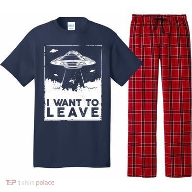 I Want To Leave UFO Alien Pajama Set