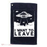 I Want To Leave UFO Alien Golf Towel thumb 0