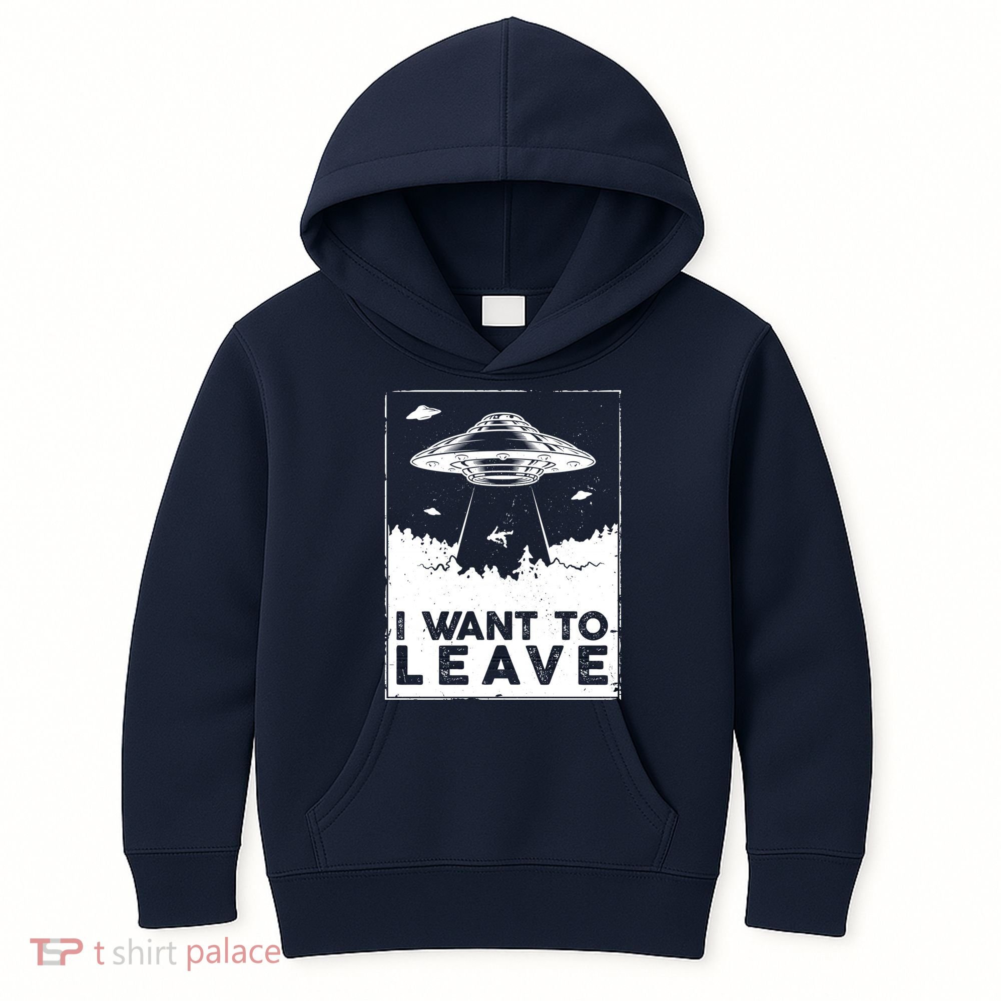 I Want To Leave UFO Alien Kids Hoodie
