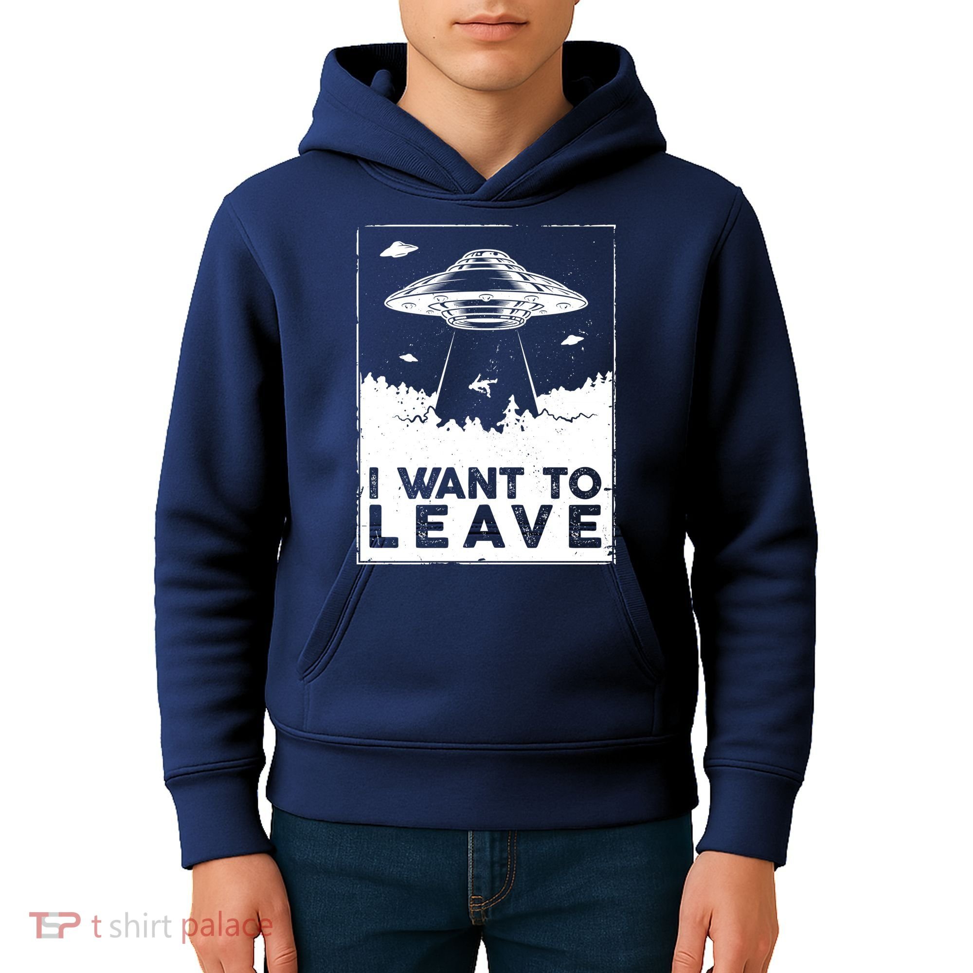 I Want To Leave UFO Alien Kids Hoodie