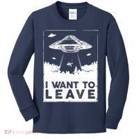 I Want To Leave UFO Alien Kids Long Sleeve Shirt thumb 0