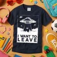 I Want To Leave UFO Alien Kids T-Shirt thumb 3