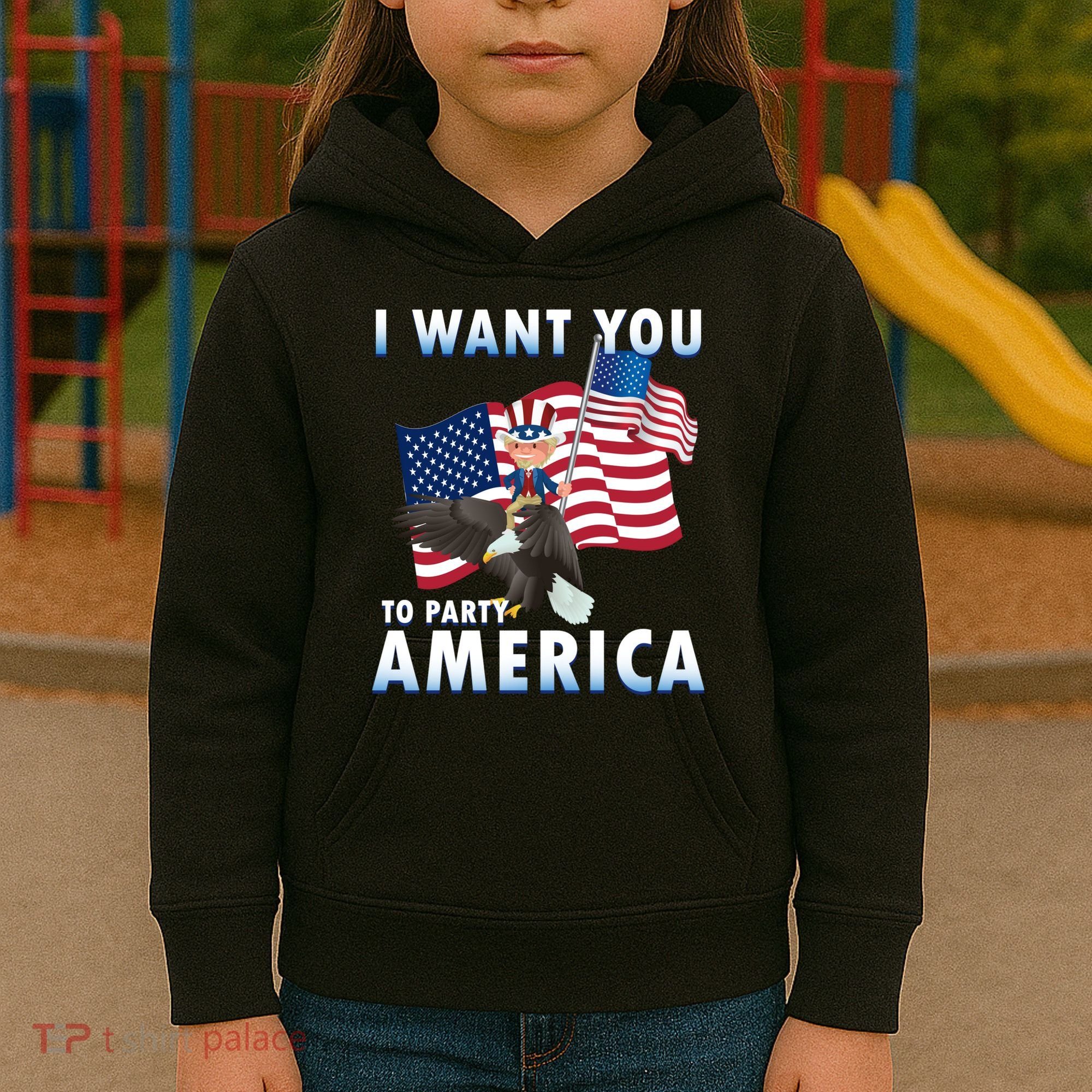 I Want You To Party America Kids Hoodie